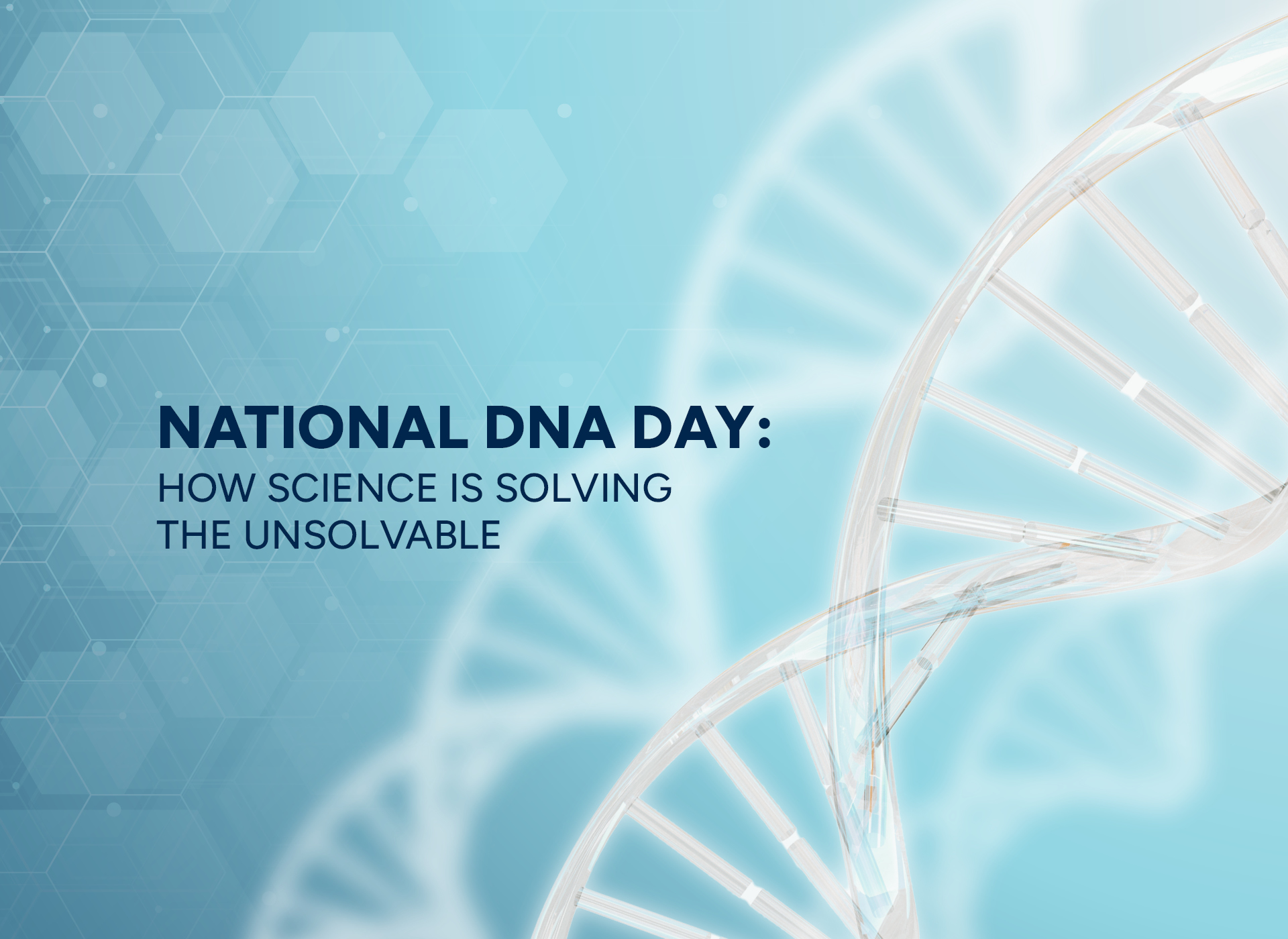 white double helix with blue background