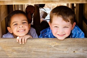 two kids smiling